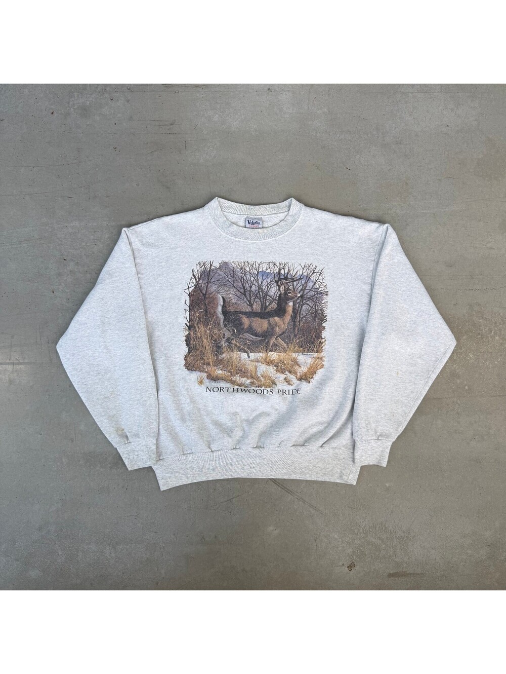 Vintage 90s Northwoods Pride Deer Nature Sweatshirt Extra Large Gray